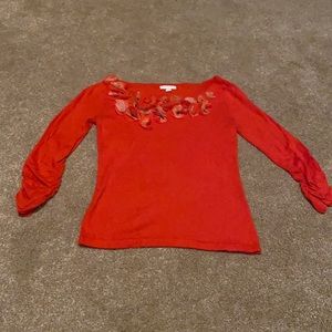 New York & Co Boat Neck Red/Orange Sweater Size S